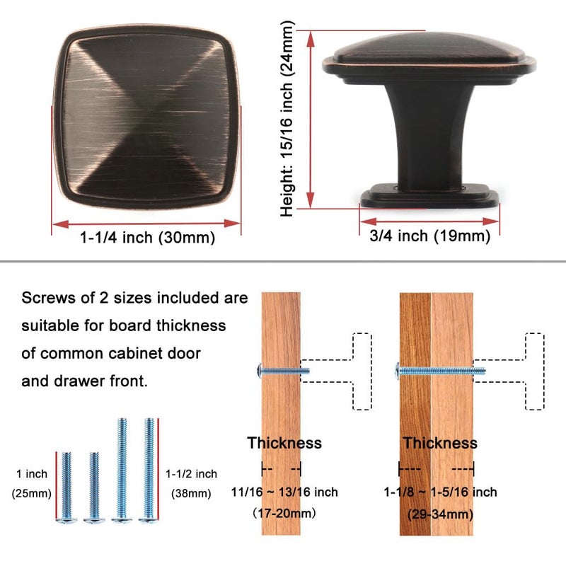 KOOFIZO 10 Pack Oil Rubbed Bronze Cabinet Knobs Bronze Drawer Knobs K02 Square Single Hole Cabinet Pulls for Cabinets Drawer Dresser Cupboard Bedroom Closet Bathroom Vanity - Image 2